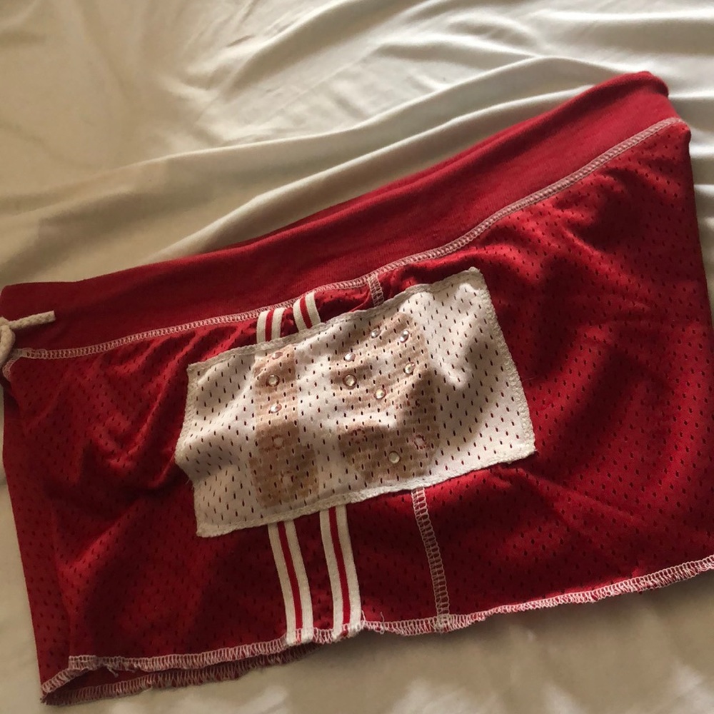 Red cute shorts says 19 on side